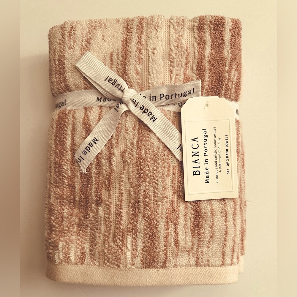 🎁BIANCA Made in Portugal - Hand Towel Set - 2 Pieces - Pink Marble